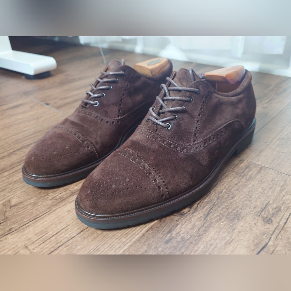 Bruno Magli Suede Brogue Oxford Dress Shoes Brown Size 9.5 M
